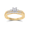 10k Yellow Gold Princess Diamond Bridal Wedding Ring Band Set 1/3 Cttw