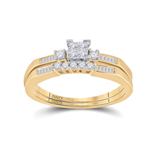  10k Yellow Gold Princess Diamond Bridal Wedding Ring Band Set 1/3 Cttw