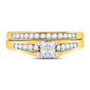 10k Yellow Gold Princess Diamond Bridal Wedding Ring Band Set 1/2 Cttw