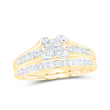  10k Yellow Gold Princess Diamond Bridal Wedding Ring Band Set 1/2 Cttw