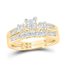  10k Yellow Gold Princess Diamond Bridal Wedding Ring Band Set 3/8 Cttw