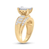 10k Yellow Gold Princess Diamond Cluster Bridal Wedding Engagement Ring 1-1/2 Cttw