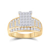 10k Yellow Gold Princess Diamond Cluster Bridal Wedding Engagement Ring 1-1/2 Cttw