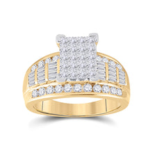  10k Yellow Gold Princess Diamond Cluster Bridal Wedding Engagement Ring 1-1/2 Cttw