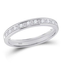  14k White Gold Womens Round Baguette Diamond Channel-set Wedding Band 1/4 Cttw