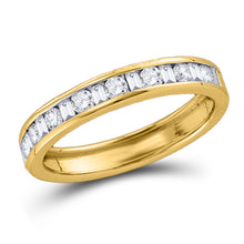  14k Yellow Gold Womens Machine Set Round Diamond Wedding Anniversary Band 1/4 Cttw
