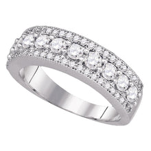  14k White Gold Womens Round Pave-set Diamond Symmetrical Parallel Band 1 Cttw