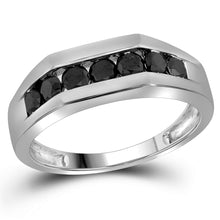  10k White Gold Mens Round Black Color Enhanced Diamond Wedding Band Ring 1 Cttw