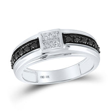  10k White Gold Mens Round Black Color Enhanced Diamond Band Ring 1/2 Cttw