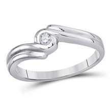  10k White Gold Womens Round Diamond Solitaire Promise Ring 1/20 Cttw