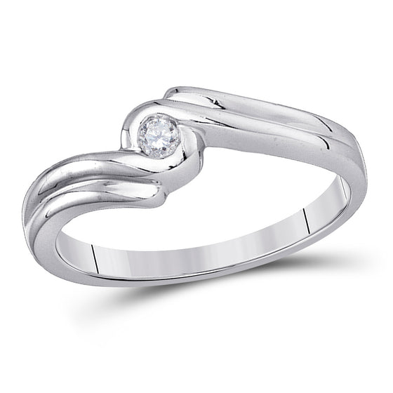 10k White Gold Womens Round Diamond Solitaire Promise Ring 1/20 Cttw