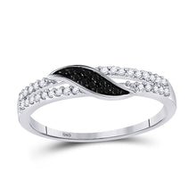  10k White Gold Womens Round Black Color Enhanced Diamond Band Ring 1/5 Cttw