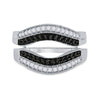 10k White Gold Womens Round Black Color Enhanced Diamond Wrap Ring Guard Enhancer 1/2 Cttw
