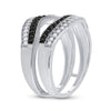 10k White Gold Womens Round Black Color Enhanced Diamond Wrap Ring Guard Enhancer 1/2 Cttw