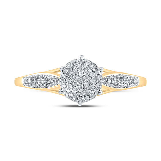 10k Yellow Gold Womens Round Diamond Cluster Ring 1/5 Cttw
