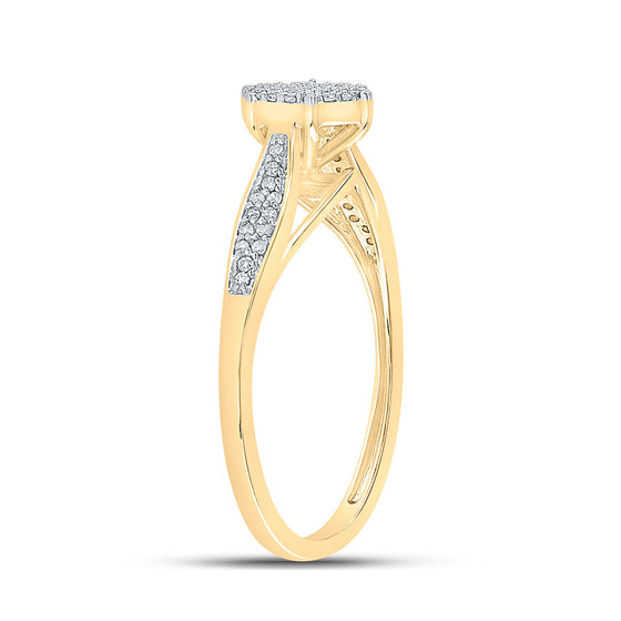 10k Yellow Gold Womens Round Diamond Cluster Ring 1/5 Cttw