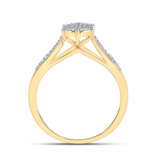 10k Yellow Gold Womens Round Diamond Cluster Ring 1/5 Cttw