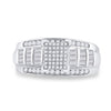 Sterling Silver Round Diamond Cluster Bridal Wedding Engagement Ring 3/8 Cttw