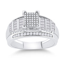  Sterling Silver Round Diamond Cluster Bridal Wedding Engagement Ring 3/8 Cttw