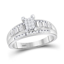  10k White Gold Princess Diamond Cluster Bridal Wedding Engagement Ring 1/2 Cttw