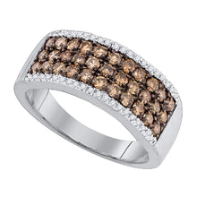  14k White Gold Womens Round Brown Diamond Band Ring 1 Cttw