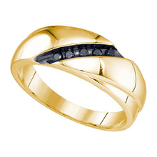  Yellow-Tone Sterling Silver Mens Round Black Color Enhanced Diamond Band Ring 1/8 Cttw