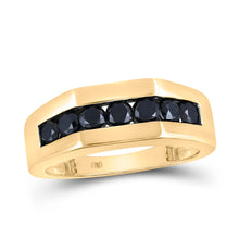  10k Yellow Gold Mens Round Black Color Enhanced Diamond Wedding Band Ring 1 Cttw