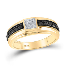  10k Yellow Gold Mens Round Black Color Enhanced Diamond Band Ring 1/2 Cttw