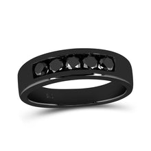  10k White Gold Mens Round Black Color Enhanced Diamond Gunmetal Wedding Band Ring 5/8 Cttw