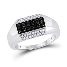  10k White Gold Mens Round Black Color Enhanced Diamond Band Ring 3/4 Cttw