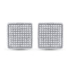 Sterling Silver Round Diamond 3D Square Earrings 1/2 Cttw