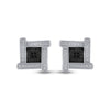 Sterling Silver Round Black Color Enhanced Diamond Square Earrings .03 Cttw