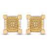 Yellow-tone  Sterling Silver Round Diamond 3D Square Earrings .03 Cttw