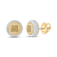  Sterling Silver Round Yellow Color Enhanced Diamond Circle Earrings 1/10 Cttw