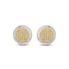 Sterling Silver Round Yellow Color Enhanced Diamond Disk Circle Earrings 1/10 Cttw