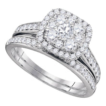  14k White Gold Princess Diamond Bridal Wedding Ring Band Set 1 Cttw