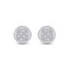 Sterling Silver Round Diamond Cluster Earrings .03 Cttw