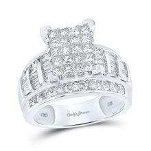  10k White Gold Princess Diamond Cluster Bridal Wedding Engagement Ring 2 Cttw