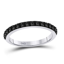  10k White Gold Womens Round Black Color Enhanced Diamond Band Ring 1/2 Cttw