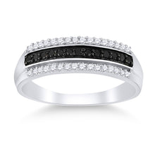  Sterling Silver Womens Round Black Color Enhanced Diamond Band Ring 1/4 Cttw