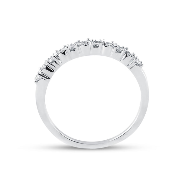 10k White Gold Womens Round Diamond Single Row Band Ring 1/6 Cttw