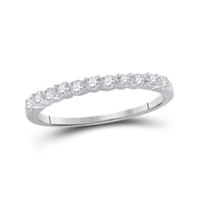  10k White Gold Womens Round Diamond Single Row Band Ring 1/6 Cttw