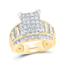  10k Yellow Gold Princess Diamond Cluster Bridal Wedding Engagement Ring 2 Cttw