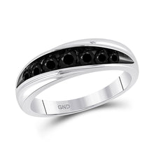  10k White Gold Mens Round Black Color Enhanced Diamond Band Ring 3/4 Cttw