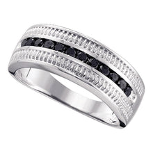  Sterling Silver Mens Round Black Color Enhanced Diamond Roped Band Ring 1/2 Cttw