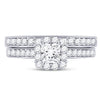 14k White Gold Princess Diamond Halo Bridal Wedding Ring Band Set 1-1/4 Cttw