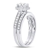 14k White Gold Princess Diamond Halo Bridal Wedding Ring Band Set 1-1/4 Cttw