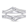 14k White Gold Womens Round Diamond Pointed Ring Guard Wedding Enhancer Band 1/5 Cttw