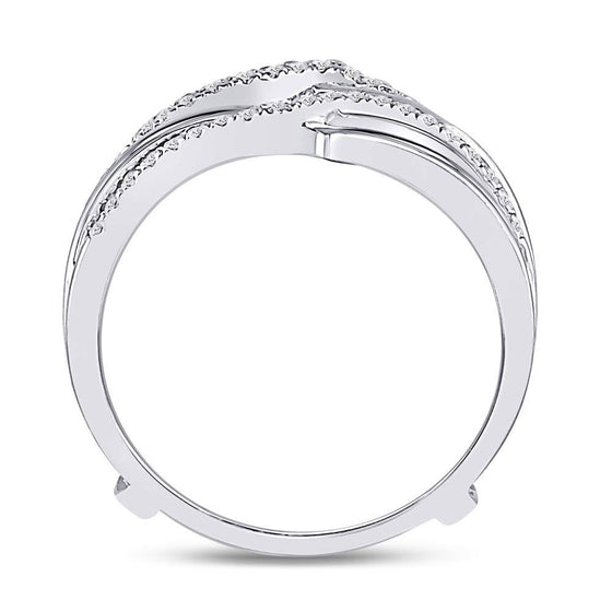 14k White Gold Womens Round Diamond Pointed Ring Guard Wedding Enhancer Band 1/5 Cttw
