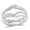 14k White Gold Womens Round Diamond Pointed Ring Guard Wedding Enhancer Band 1/5 Cttw
